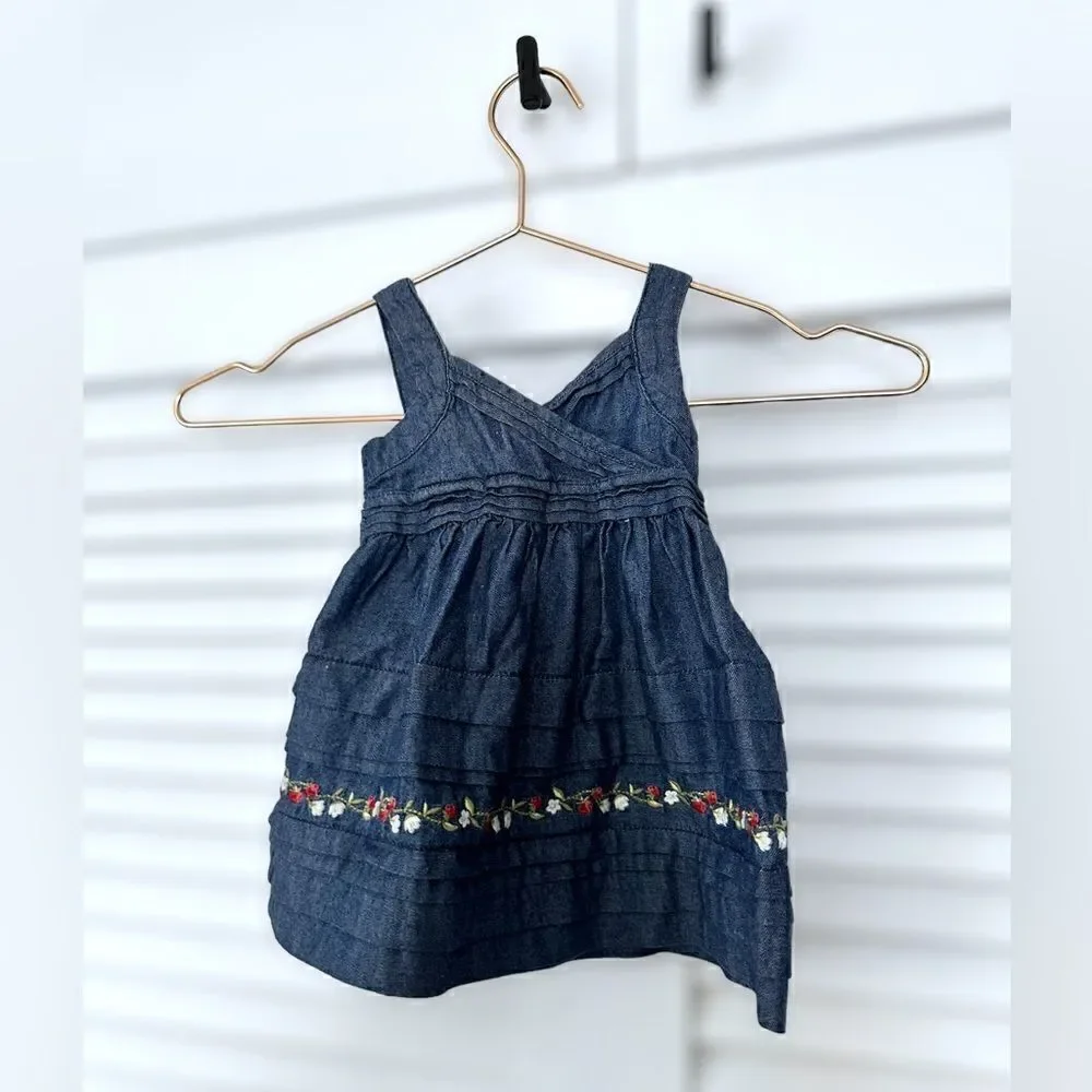 Janie and Jack Dress chambray Denim Sleeveless Size 3-6 Months